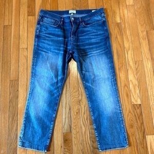 Frame L’Homme Straight Whiskered Blue Denim Jeans Mens Sz 36 Inseam 27”